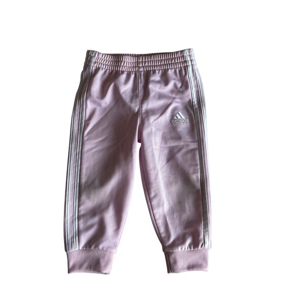 Adidas Baby Two Piece Athletic Jogger Set Pink White Size 12 Months - Picture 3 of 5